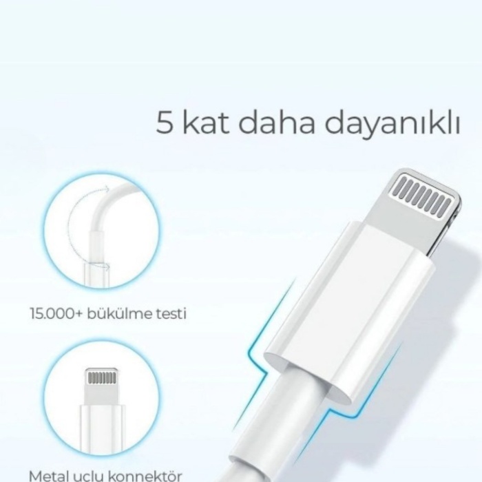 iPhone Lightning USB Şarj ve Data Kablosu 3A Hızlı Şarj Dayanıklı 1 Metre